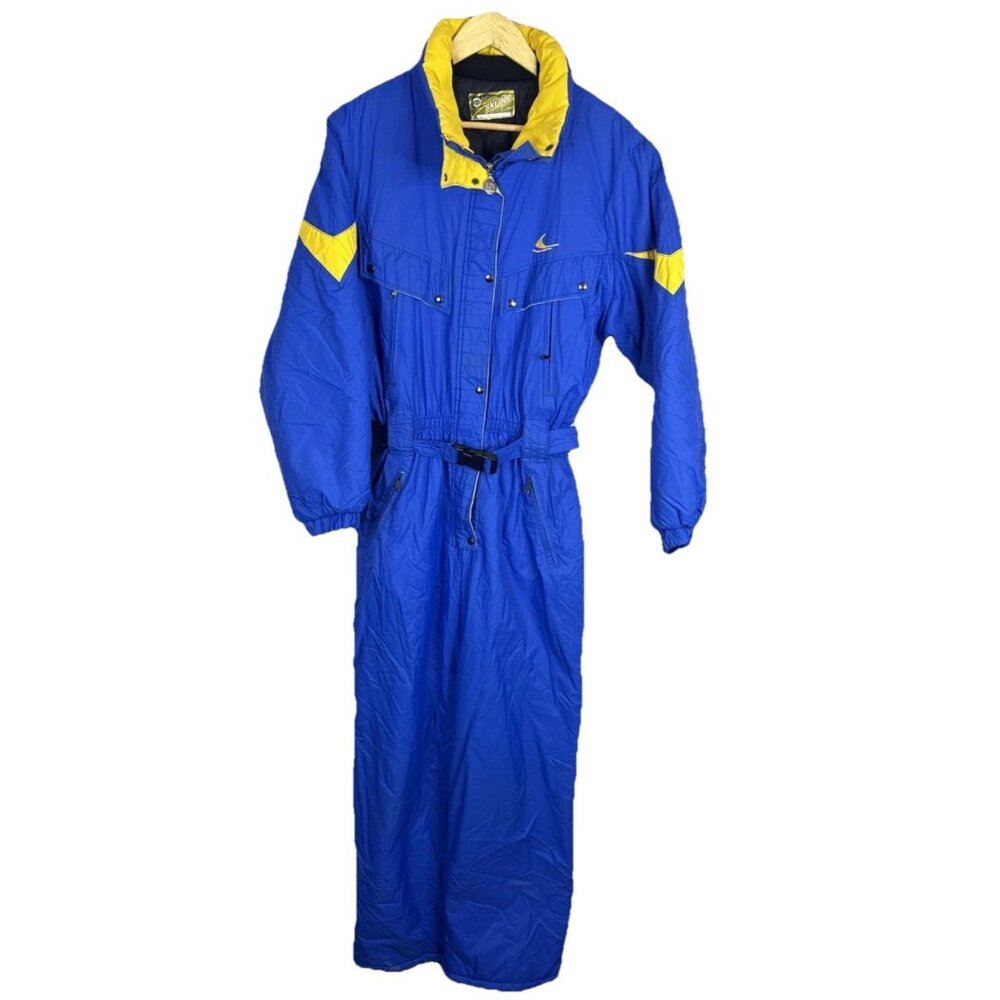 Vintage Ski-Doo Bombardier Blue Yellow Snowmobile Suit One Piece Mens M
